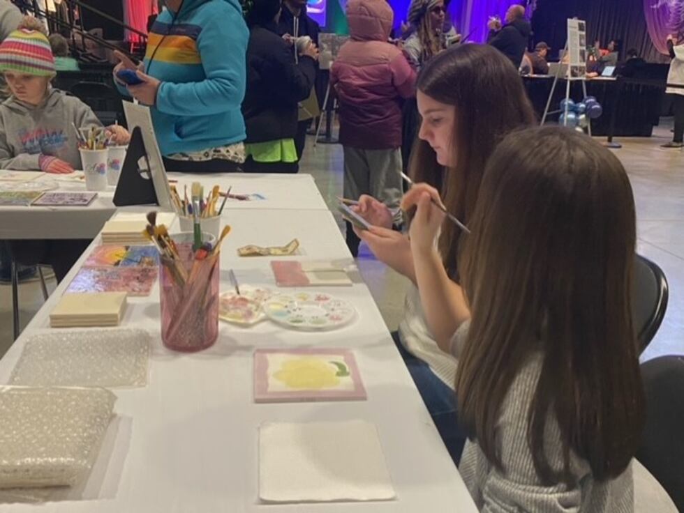 Kids painting at the 70th Annual Eagles Cancer Telethon