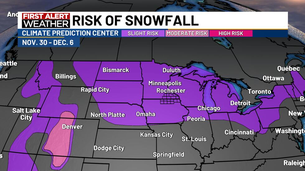 Snowfall Riskmap Quiet and Warm Weekend