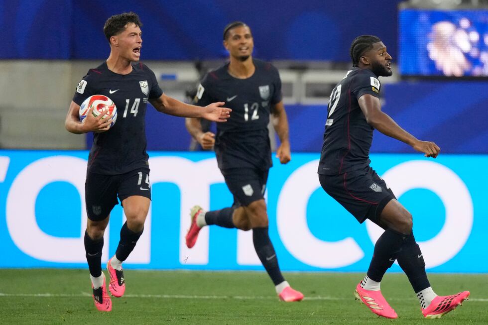 United States' Sebastian Berhalter celebrates scoring their second goal against Turkey during...