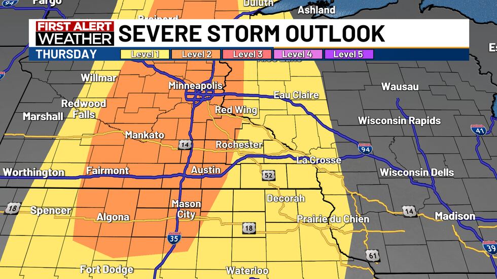 Normal Storm Another day of above normal temps; Showers, storms return on Thursday