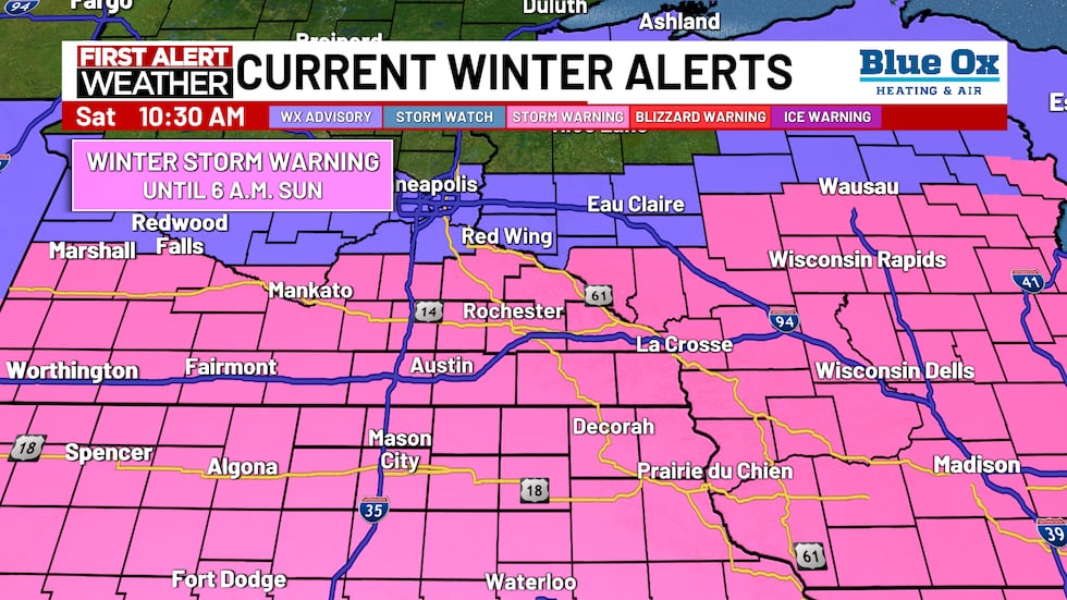 Winter storm warning until 6am Sunday