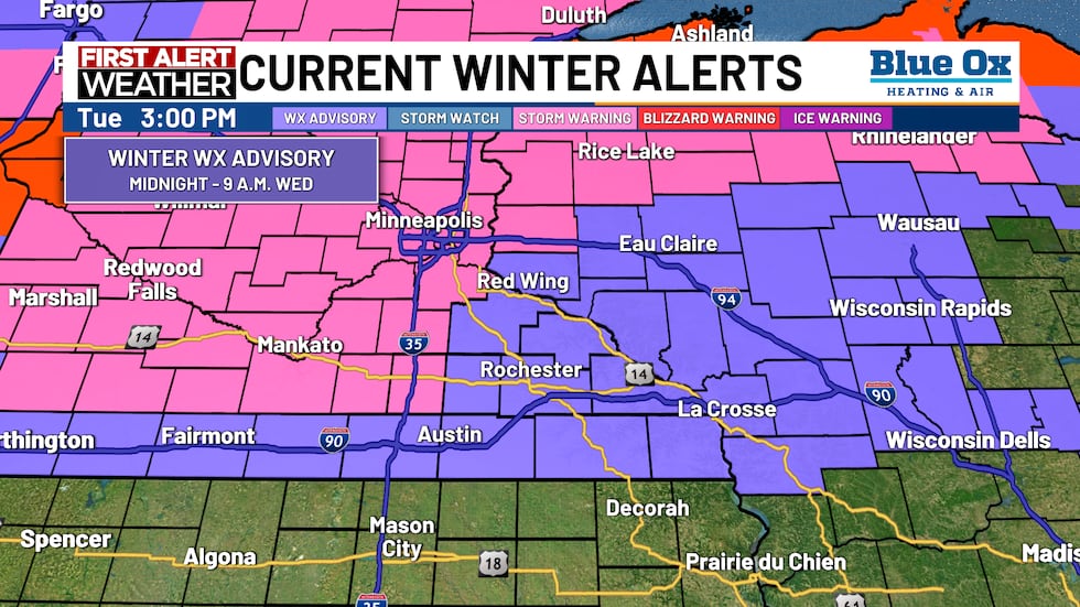第一个警报日:周三早上可能有降雪和强风 第一个警报日:周三早上可能有降雪和强风