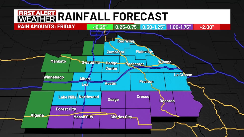 Previsión de precipitaciones para el viernes