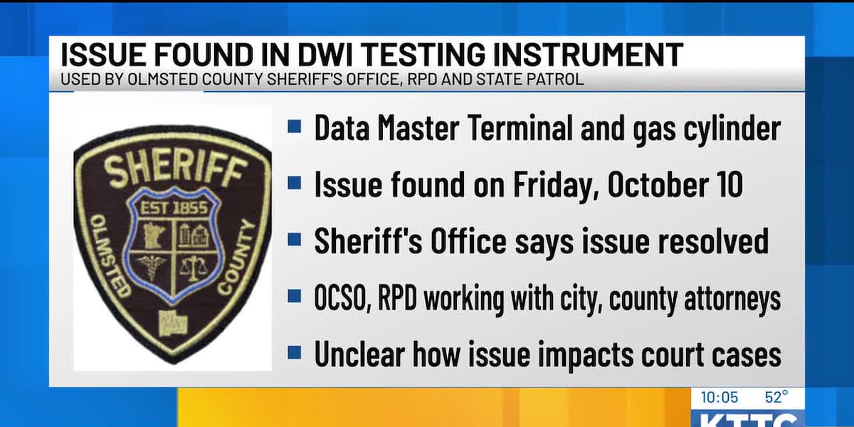 Investigation finds issue in DWI testing instrument in Olmsted County